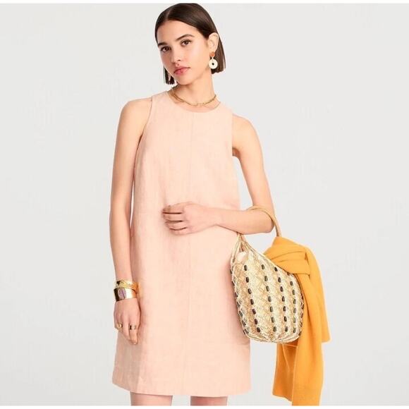 J. Crew Linen Short Sleeve A Line Dress Size XS Coral - Picture 10 of 10